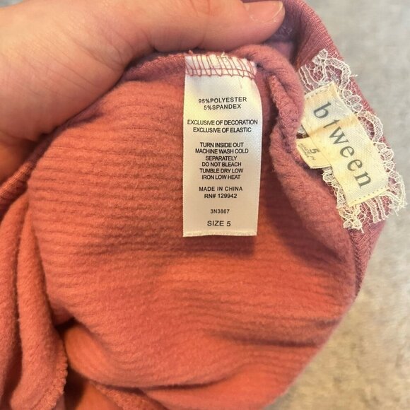 Btween Rib Brushed Yoga Pants Girls Size 5 Rose Pink Leggings Soft Stretchy - Picture 4 of 5